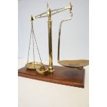 Set of post office brass balance scales & weights