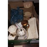 Box of glass & ceramics to include a dressing tabl