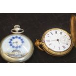 French pocket watch with enamel dial together with
