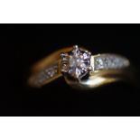 9ct Gold ring set with diamonds Size M