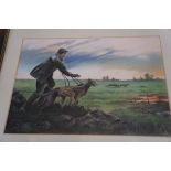 Framed watercolour signed Anthony Orme hunting sce