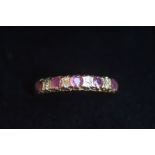 9ct Gold ring set with rubies & diamonds Size O