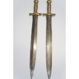 Pair of brass handled swords