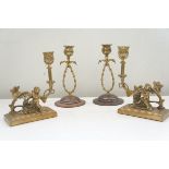 2x Pairs of Pugin style candle sticks Height 20 cm