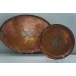 2x Copper serving trays Hugh Wallace Largest 96 cm