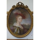 Victorian pastel of a lady in a gilt frame, 74 x 5