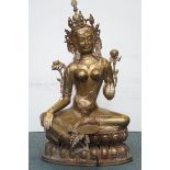 Large Tibetan goddess brass statue Height 88 cm