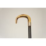 Walking cane with horn handle & silver rim