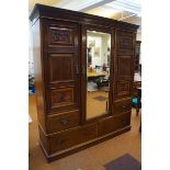 Large early 20th century mirrored double wardrobe