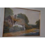 Early signed watercolour farm house scene, signed