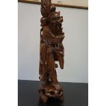 Large carved oriental wooden figure Height 66 cm