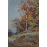 Early signed watercolour country side, indistinct