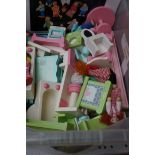 Box of dolls house furniture