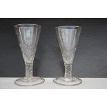 Pair of 18th century ale glasses, 1 with very mino