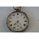 Cased triumph silver cased pocket watch with key