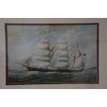 Framed print of a schooner 53 cm x 71 cm including