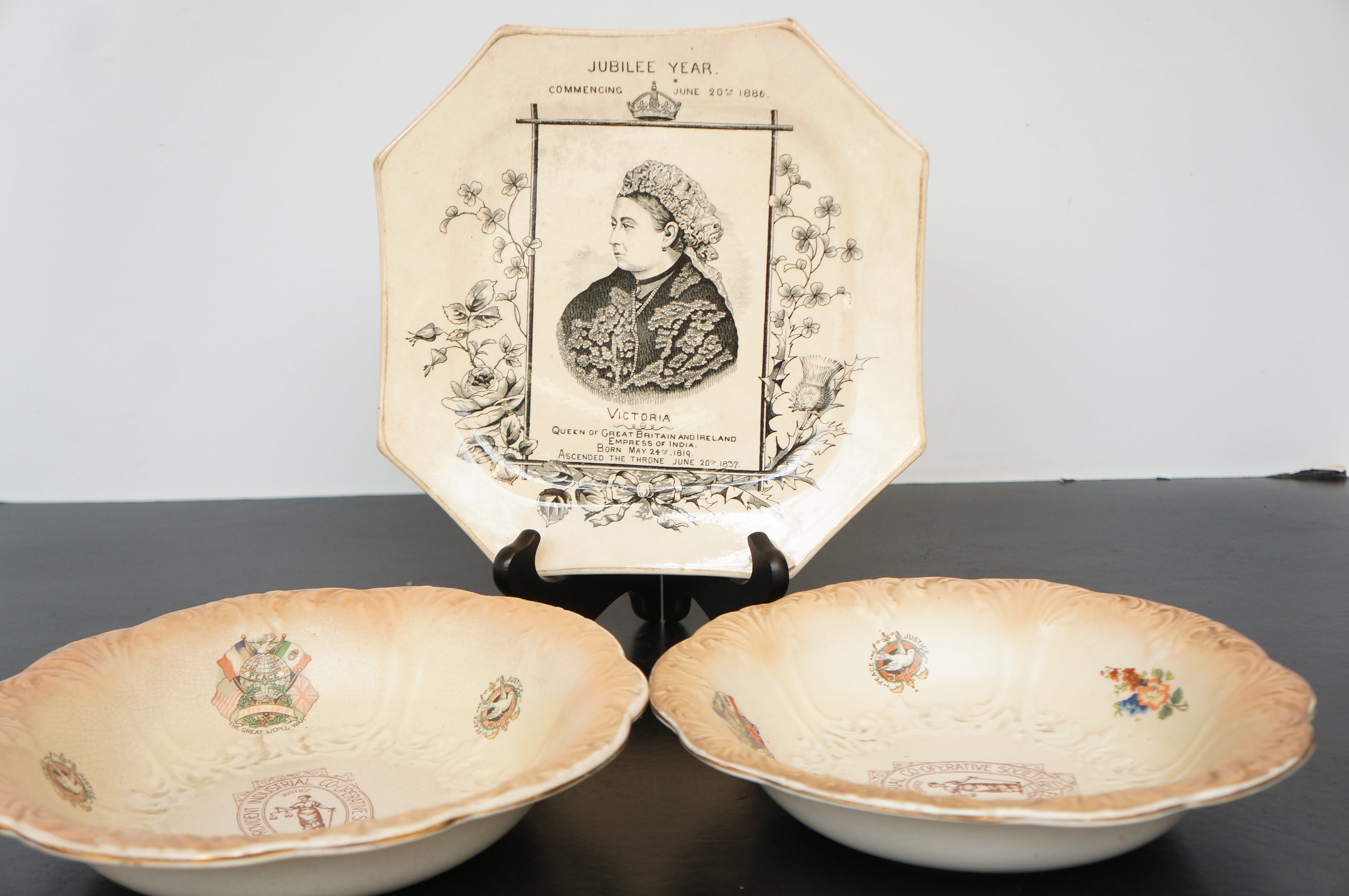 Victorian jubilee plate together with 2x Co operat