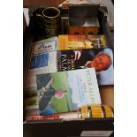 Box of golfing books & others