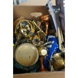 Box of brass & metal ware