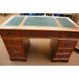 Twin pedestal leather top desk