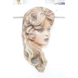 Retro plaster wall mounted bust
