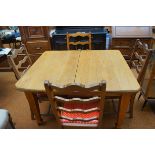 Solid oak farm house table togetehr with 4 chairs