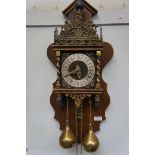 Dutch wall clock with heavy brass pear weights