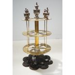 Brass bobbin rack on cast iron base