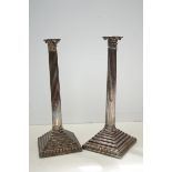 2 regency silver plated candle stick columns - old Sheffield plate on copper