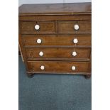 Victorian 2 over 3 set of painted pine drawers wit