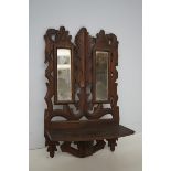 Victorian carved wood & mirror shelf Height 37 cm