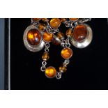 Silver & amber bracelet & earrings