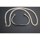 Silver bangle & silver rope necklace Weight 37g
