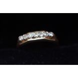 9ct Gold ring set with 7 diamonds Size M