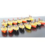 Collection of vintage tin plate toy boats, possibl