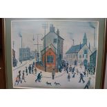 L S Lowry print 'A street in Clitheroe' 71 cm x 82