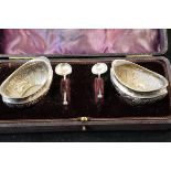 Cased silver salts and spoons