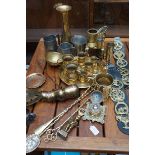 Collection of brass ware & some pewter