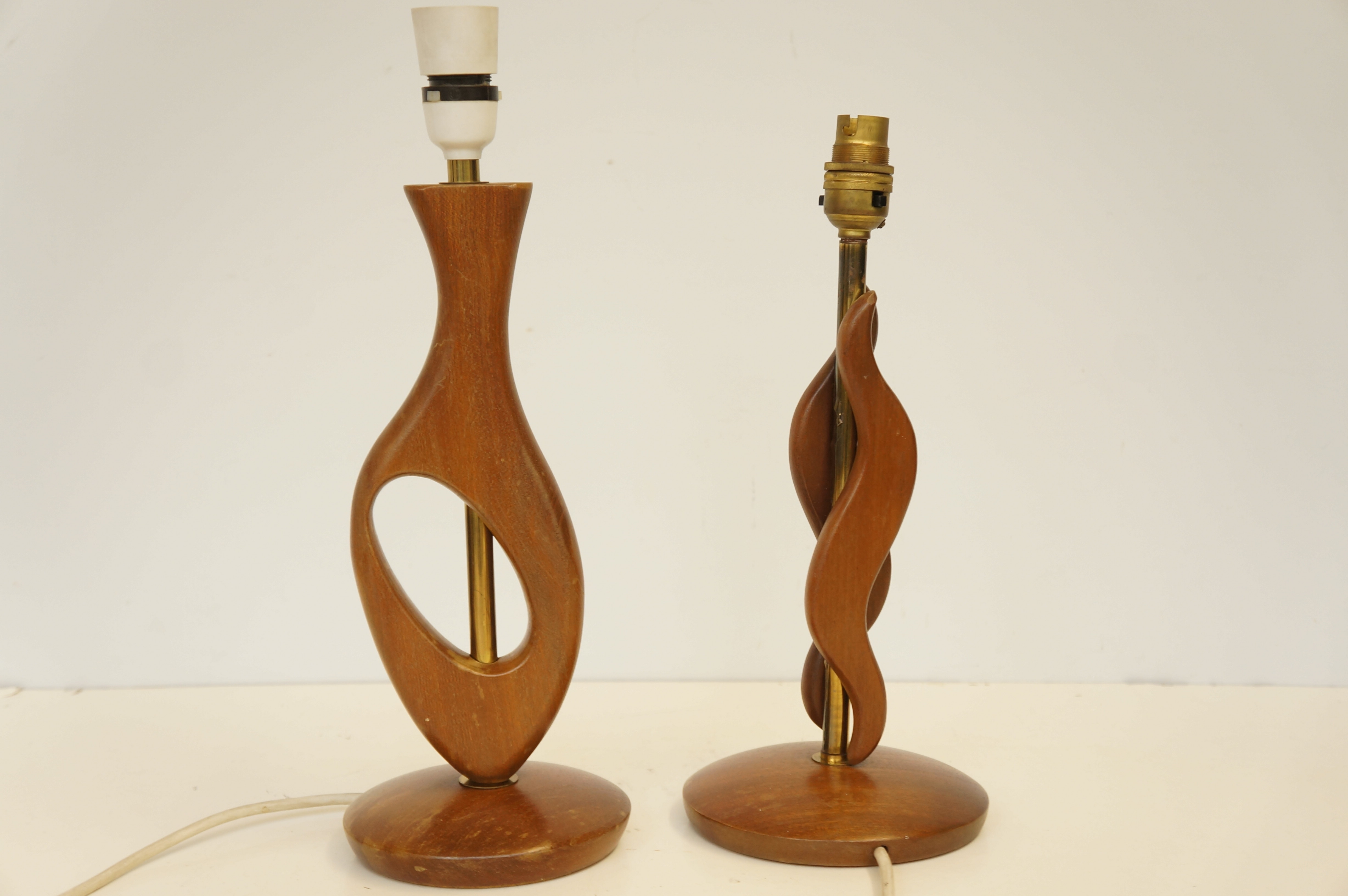 2x Wooden table lamps (No shades)