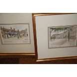 2x coloured sketches La mans crescent & Smithills