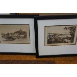 Pair of original etchings by A.Simes 22 cm x 26 cm