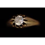 9ct Gold ring set with clear stone Size S