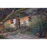 William Henry Midwood? oil on board cottage scene