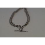 Silver double albert watch chain