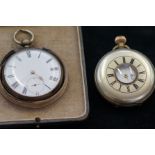 Victorian silver pocket watch together with 1 othe