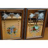 Pair of hand painted gypsy mirrors 61/40cm