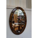 Early 20th century oval bevelled mirror