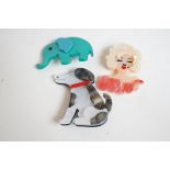 3 deco brooches 2 dogs & 1 lady