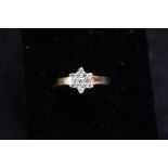 9ct gold diamond cluster ring Size O