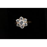 9ct gold ring 7 clear stones Weight 3.8g Size O